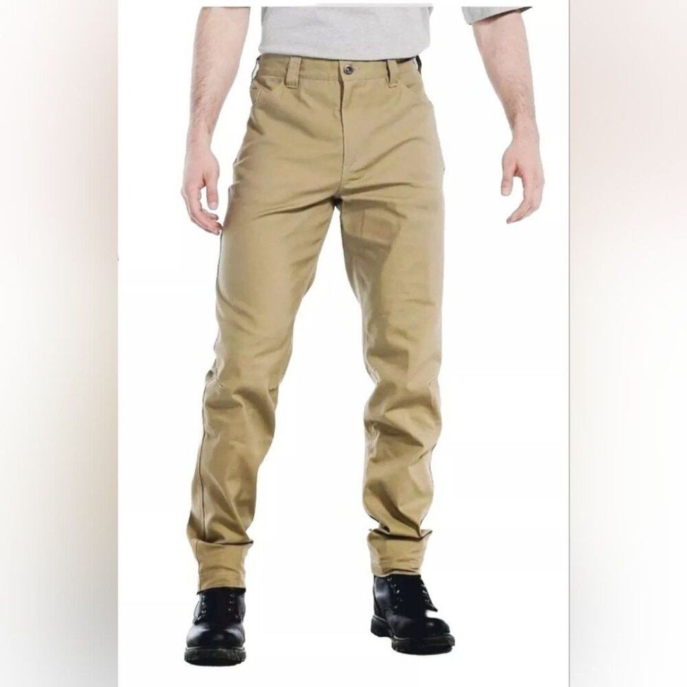 CAT Caterpillar Flex Waistband Straight Leg Canvas Utility Work Pant Tan 38x30